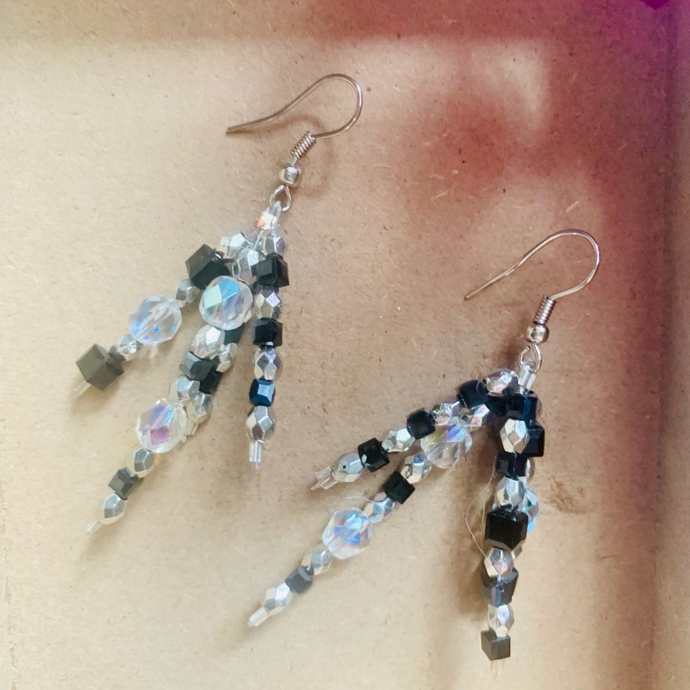 black and white dangle earrings